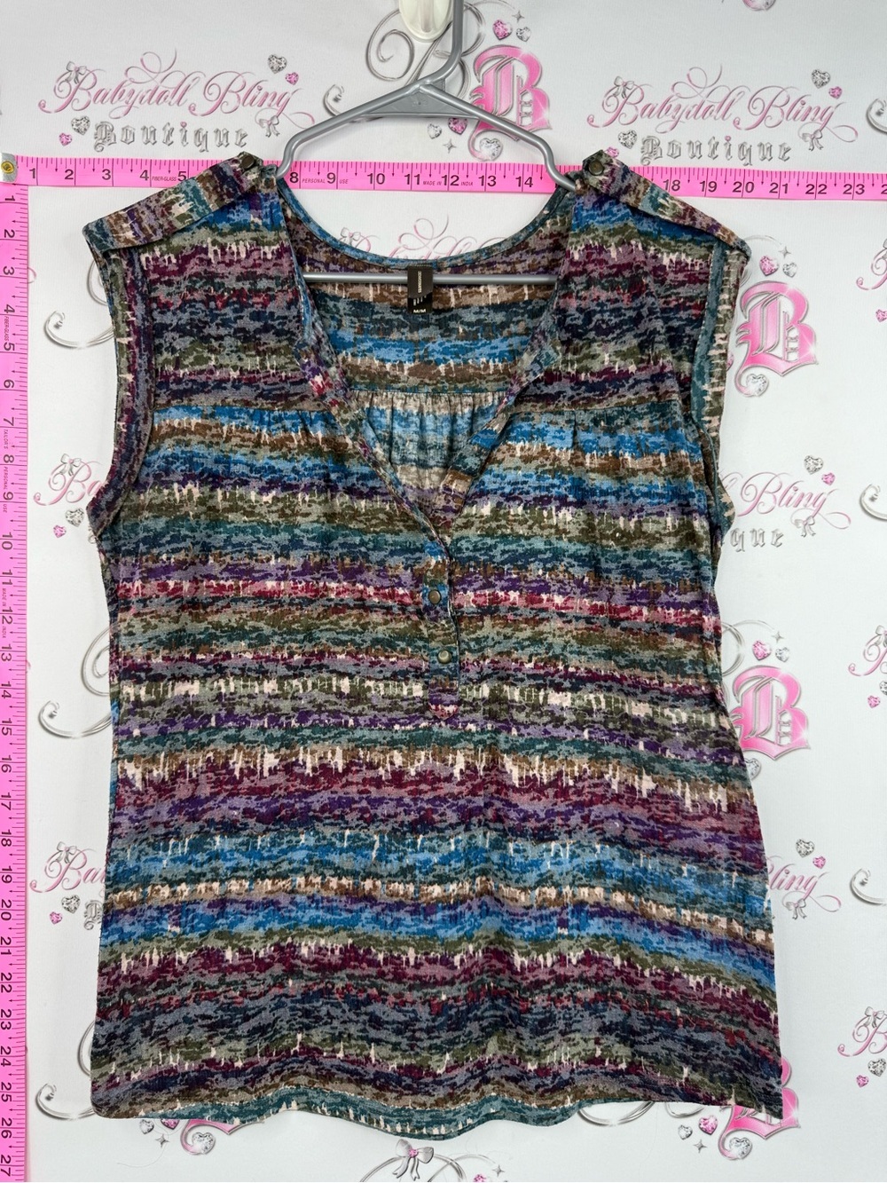 Denver Hayes Multicolor Striped Sleeveless V-Neck Top